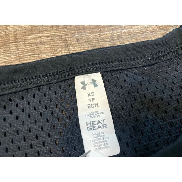 Under Armour Ladies Sport Crossback T-Shirt UA Black Gym Training Yoga Top Sz XS - Picture 3 of 8